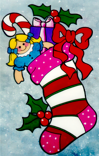Christmas stocking filled with the loot.