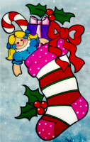 Christmas stocking filled with goodies from Santa.