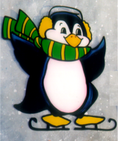 Penguin on skates painting pattern.